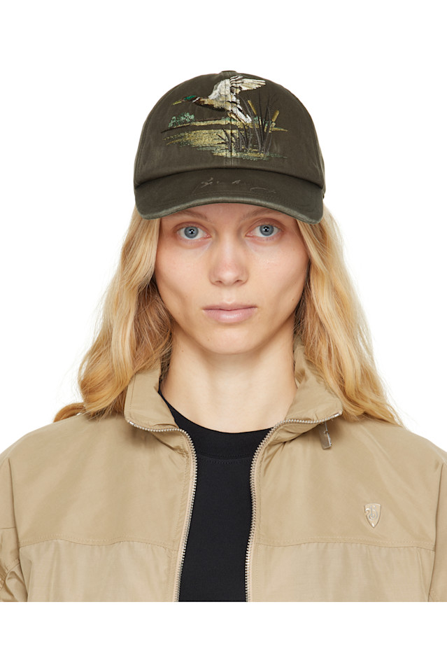 

Бейсболка из габардина с утиным принтом Burberry, цвет juniper