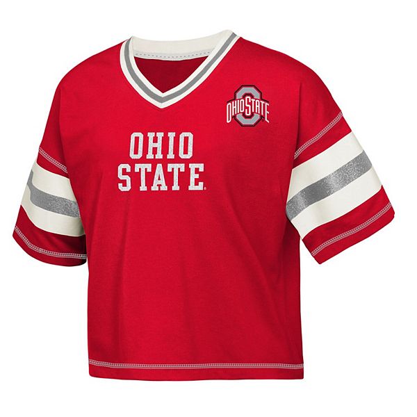 Детская футболка с v-образным вырезом scarlet ohio state buckeyes gridiron Outerstuff — фото 3