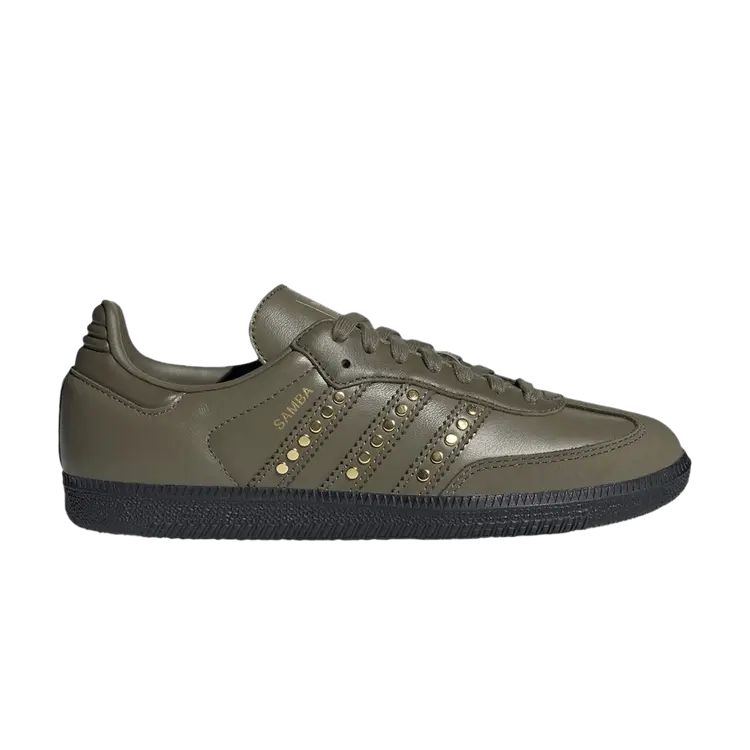 Кроссовки Adidas Wmns Samba OG, Studded Stripes - Dark Khaki Black