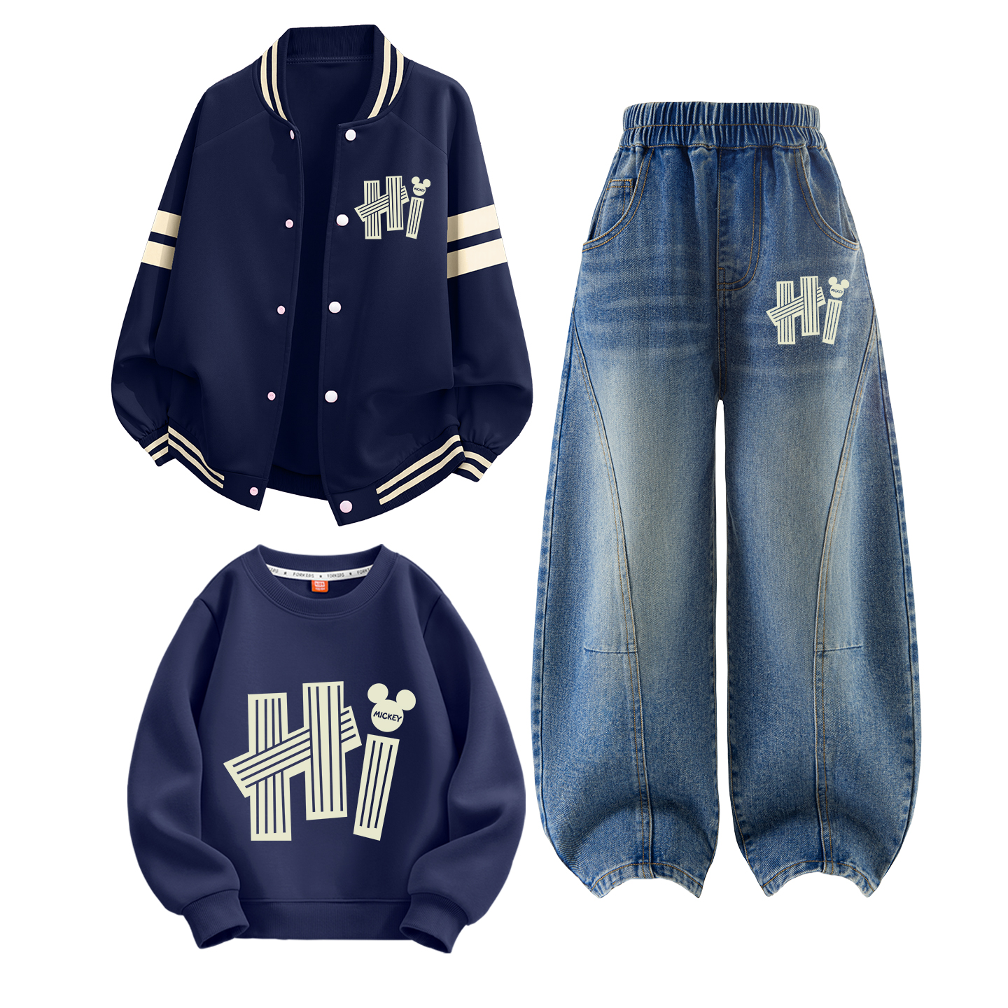 Детский спортивный комплект Casual из 3 предметов Disney, темно-indigo синий+темно-denim синий+темно-indigo — фото 2
