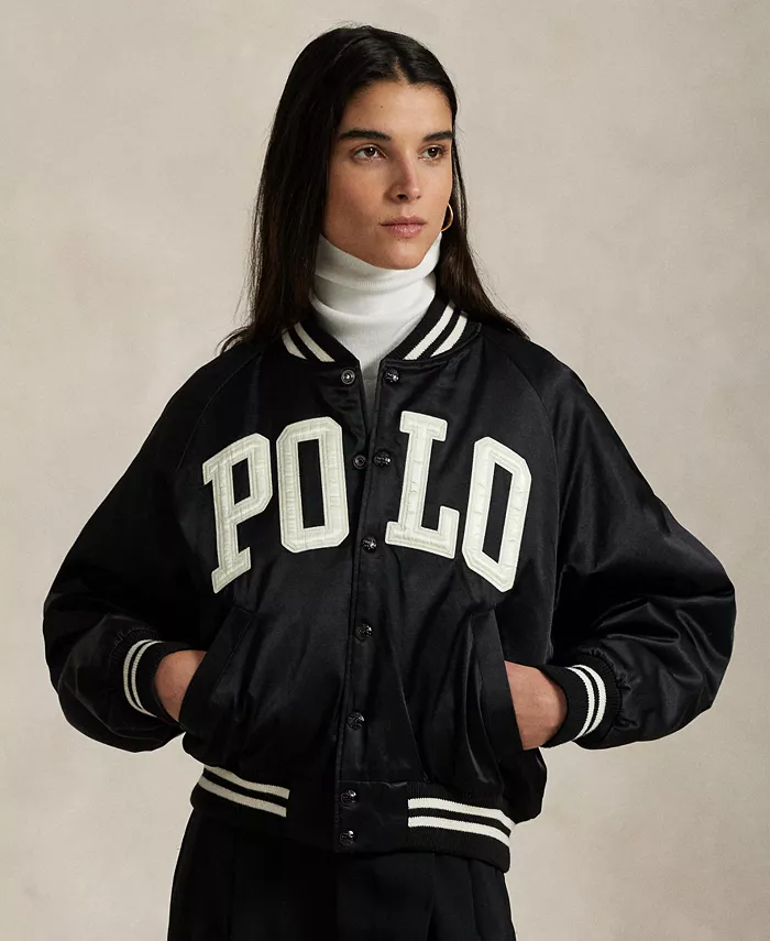 

Женская атласная куртка-бомбер с логотипом Polo Ralph Lauren, черный
