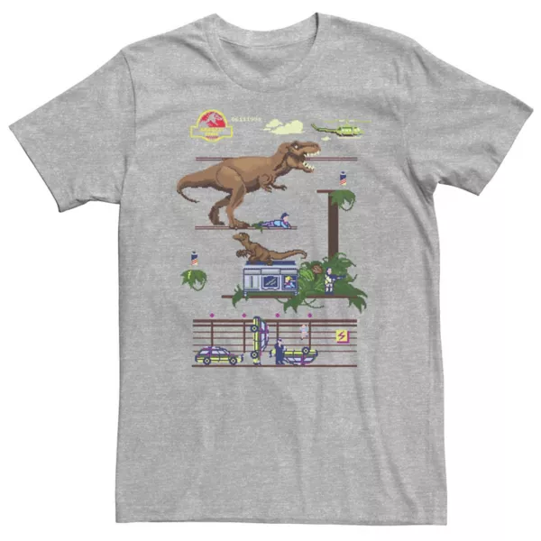 

Футболка с принтом из игры Jurassic Park для крупных размеров Licensed Character, серый