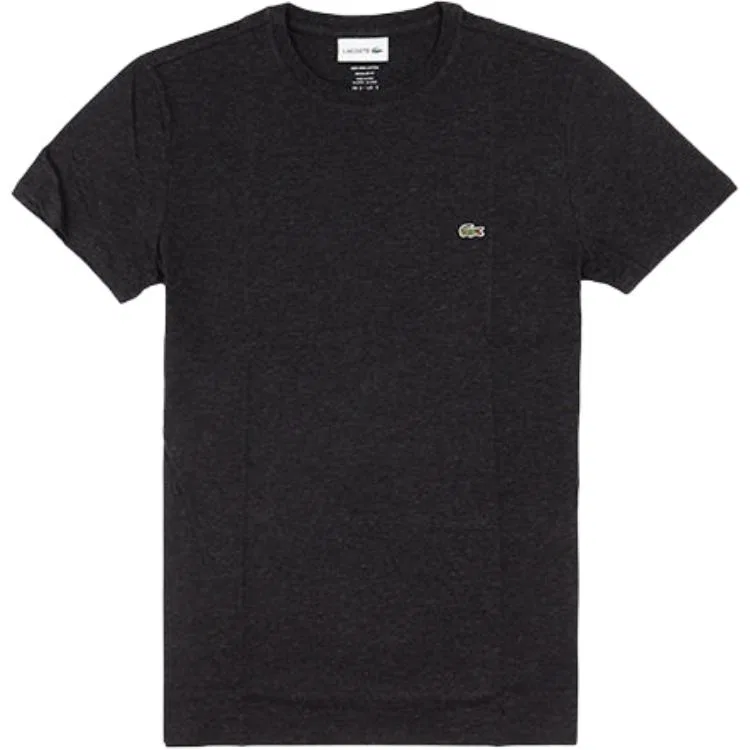 Футболка с логотипом LACOSTE Logo Patch Crewneck T Shirt, угольно-черный