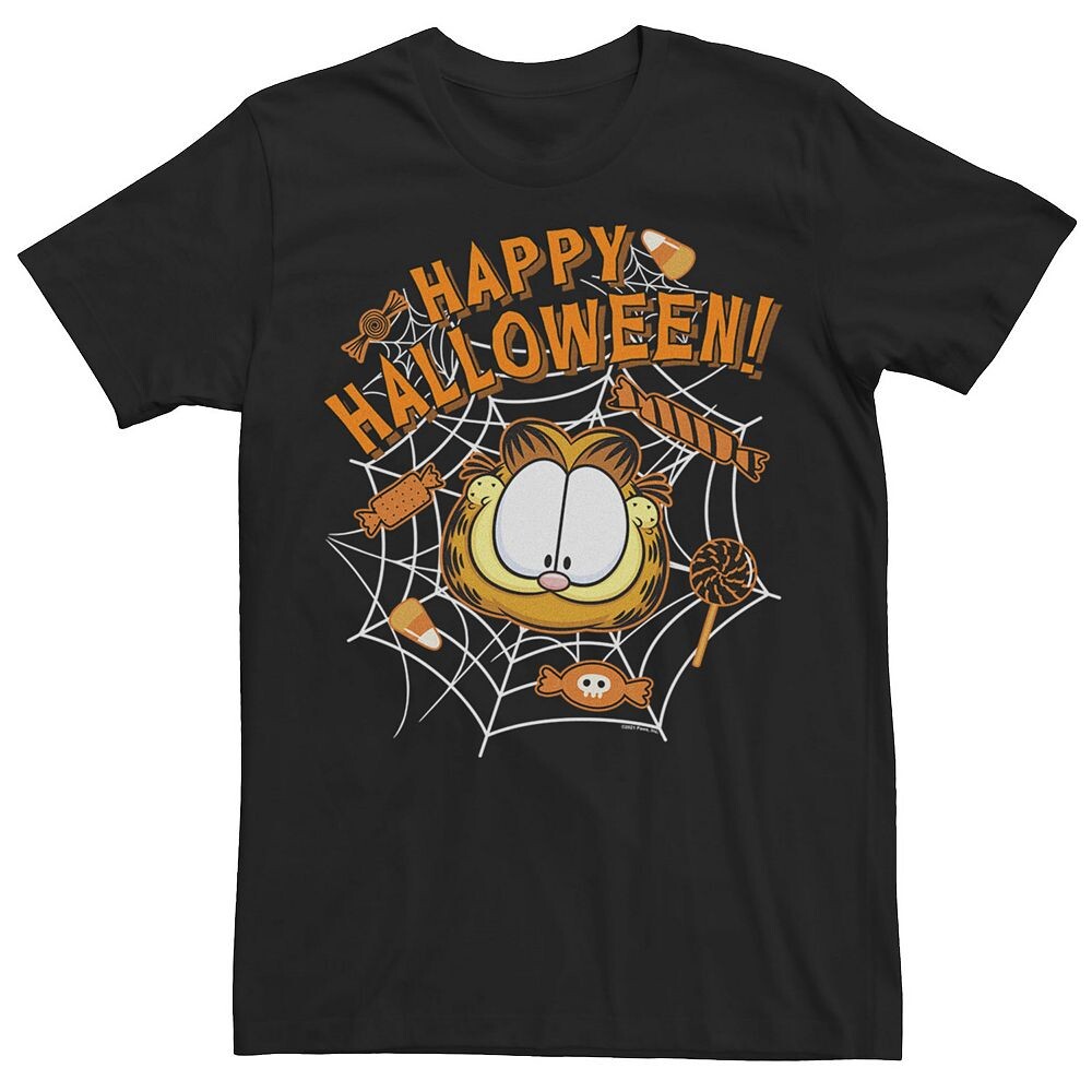 

Мужская футболка с коллажем Garfield Happy Halloween Spider Web Licensed Character, черный