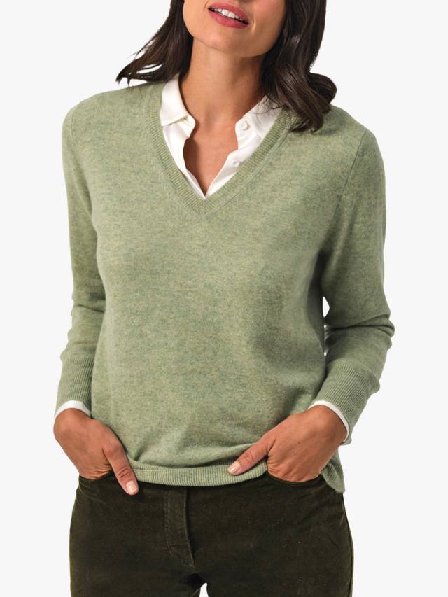 

Водолазка из чистого кашемира с V-образным вырезом Pure Collection, Celery Green