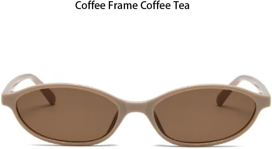 

Ретро-солнцезащитные очки овальной формы, модные, в маленькой оправе, «кошачий глаз», защита от УФ-излучения UV400 Weloveushop, Coffee Frame Coffee Tea Flakes
