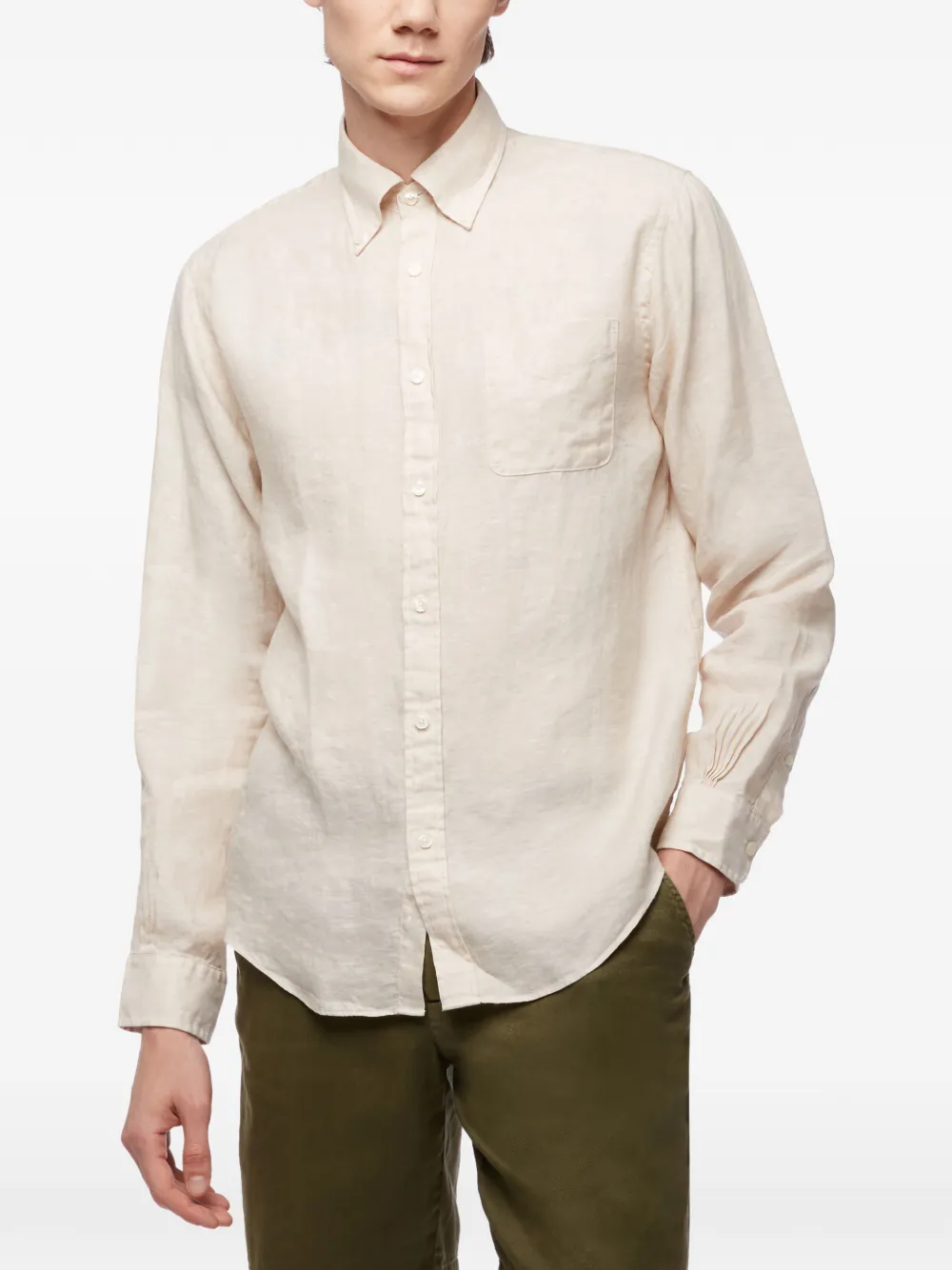 

Рубашка на пуговицах с карманом Brooks Brothers, бежевый