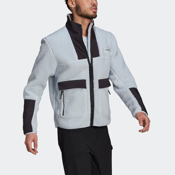 Куртка adidas Terrex Outdoor logo Sports Fleece Stand Collar Jacket Light Blue, синий — фото 4