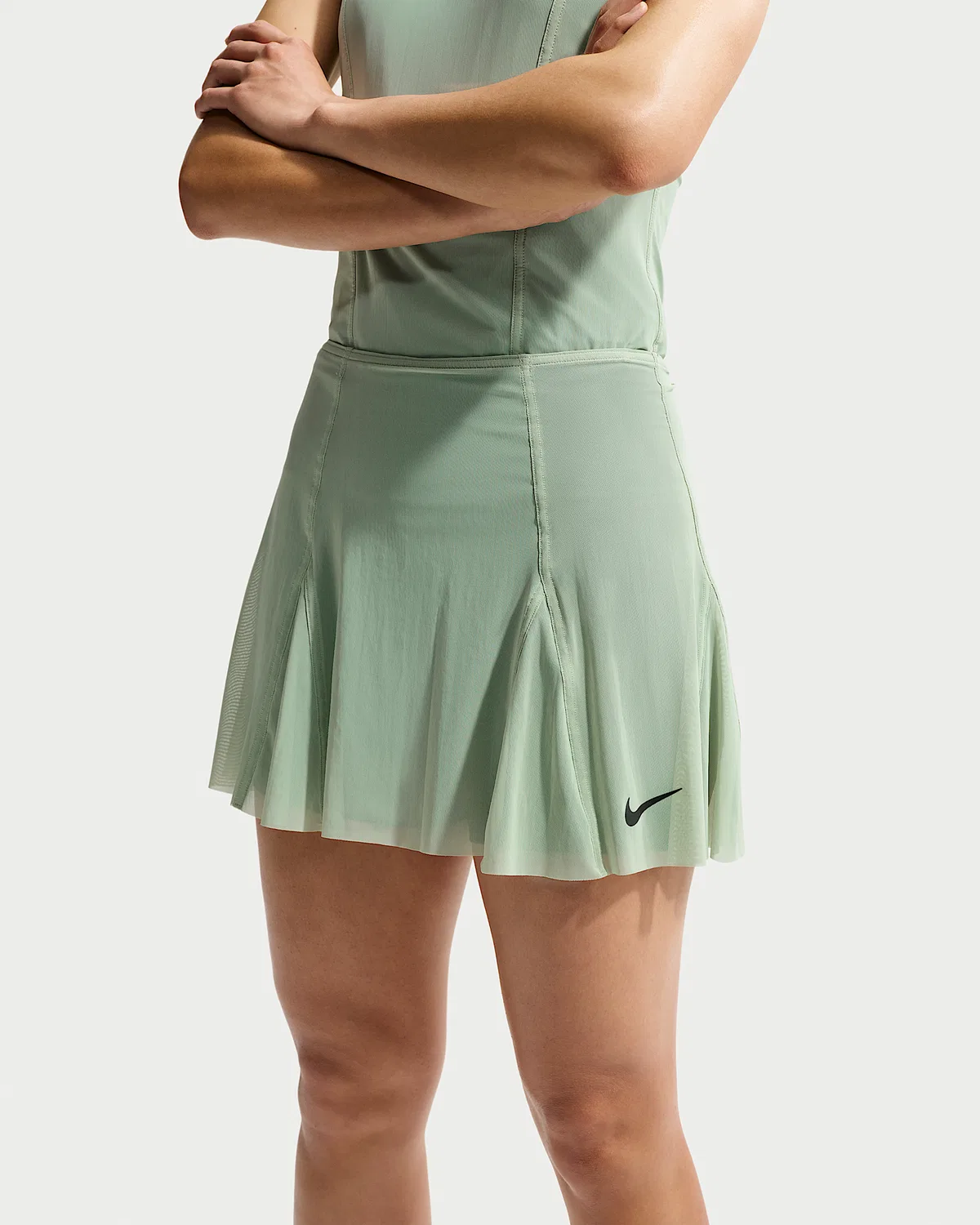 Женская юбка для тенниса с высокой посадкой NikeCourt Slam, Steam/Black Spruce/Black — фото 2