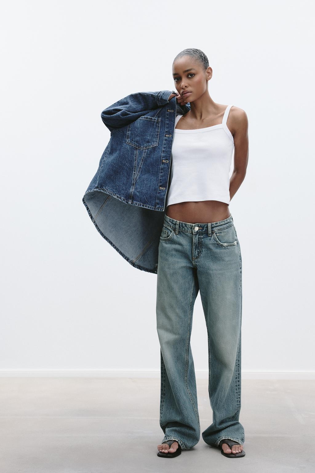 

Футболка с квадратным вырезом ZARA, белый