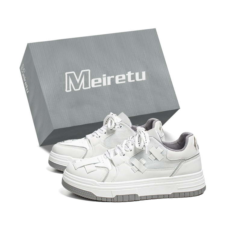 

Meiretu Антискользящие износостойкие низкие скейтерские кеды мужские белые в коробке, цвет White (Box)