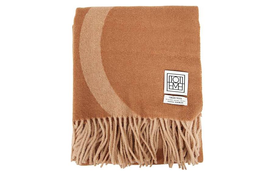 Monogram-Intarsia Шарф с бахромой TOTEME, Коричневый — фото 3