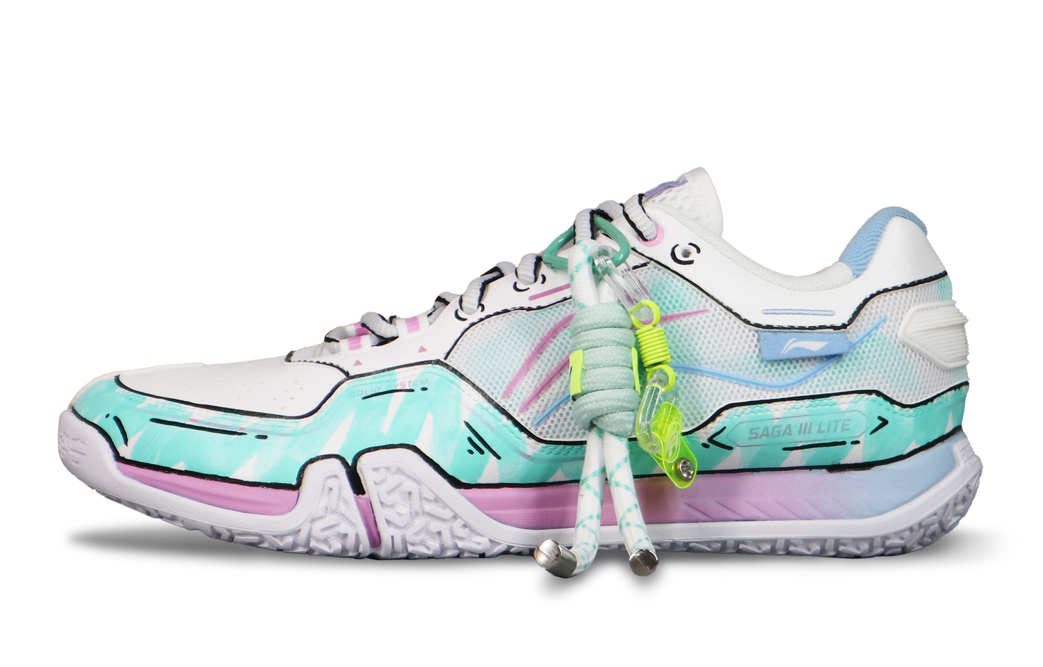 

Saga 3LITE амортизирующие нескользящие кроссовки для бадминтона с низким верхом unisex LINING, белый