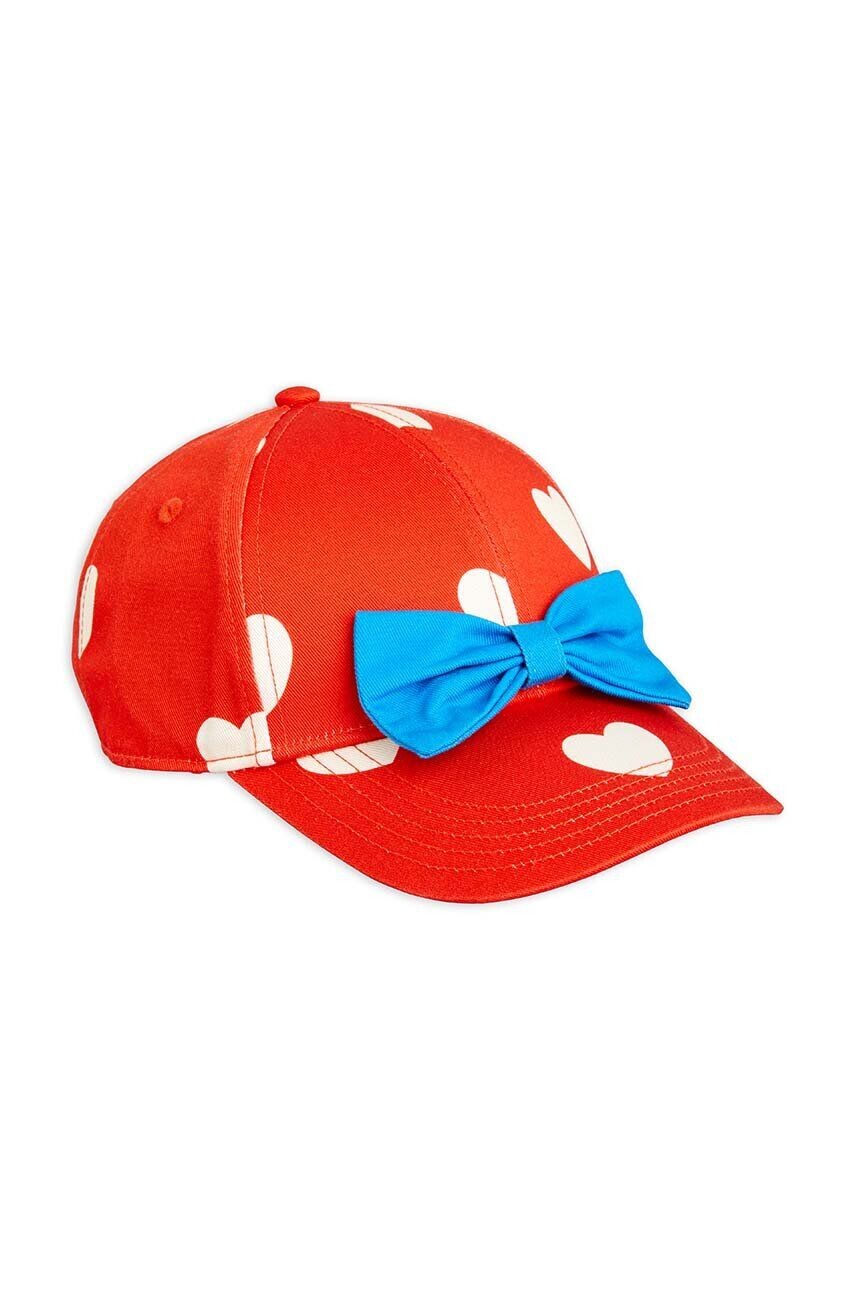 

Мини-шапка Rodini с хлопковым козырьком детская Сердечки Mini Rodini, красный