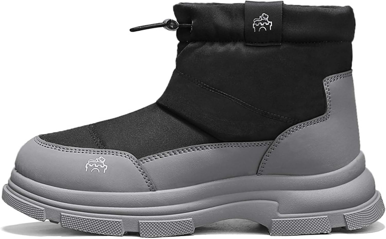 

Зимние средние высокие флисовые теплые снежные ботинки с меховой подкладкой и хлопковыми вставками Generic, серый