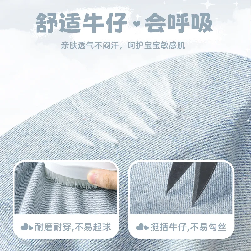 Детский спортивный костюм с круглым вырезом Disney, [Thickened and Fleece-Lined]Dini Round Hook-and-Loop K Honey Powder+Solid Color Denim Light Blue — фото 4