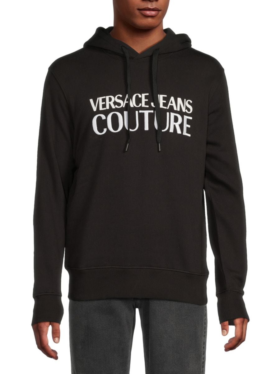 

Толстовка с капюшоном из флиса с логотипом Versace Jeans Couture, черный