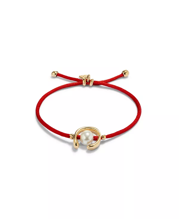 

Кожаный браслет с красной нитью и культивированным жемчугом Unode50, gold