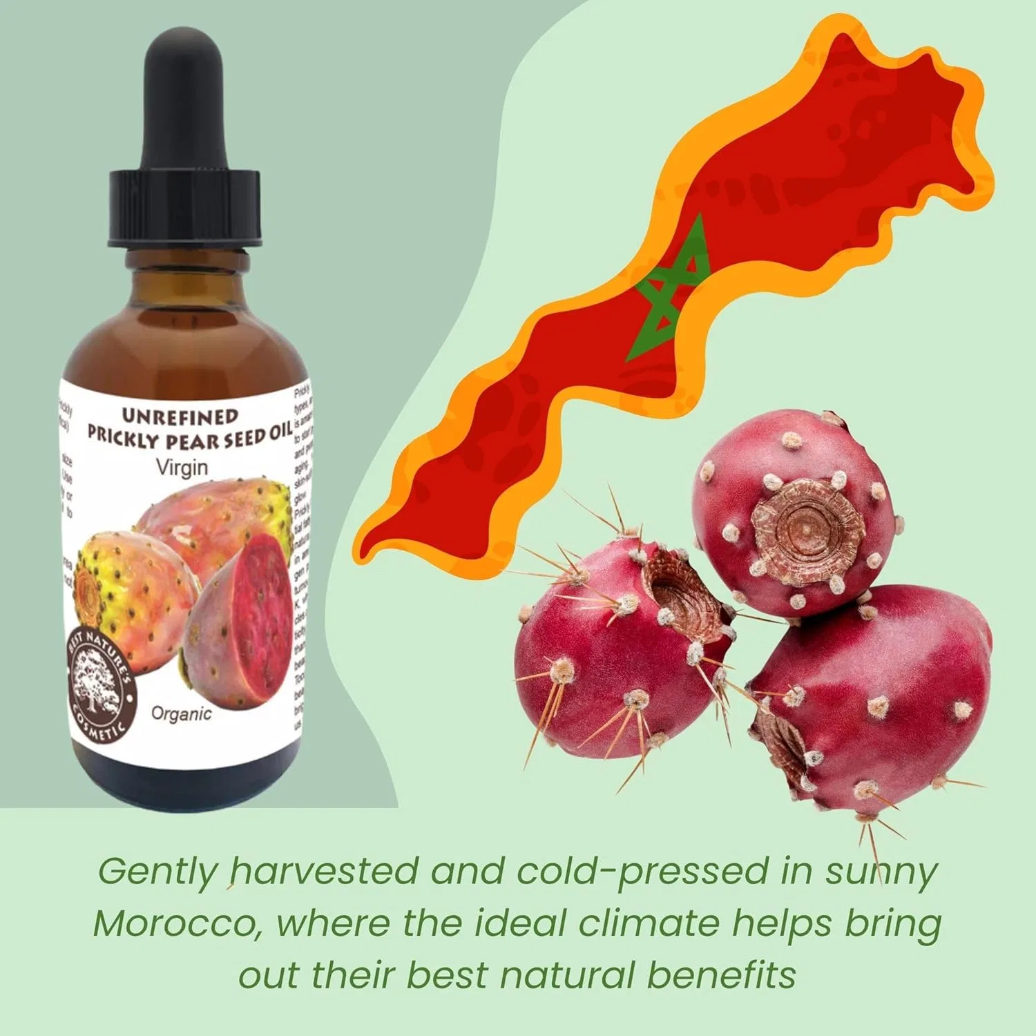 Масло для лица Best Nature'S Cosmetics — Органическое масло семян опунции PRICKLY PEAR, холодного отжима, % чистое — фото 3