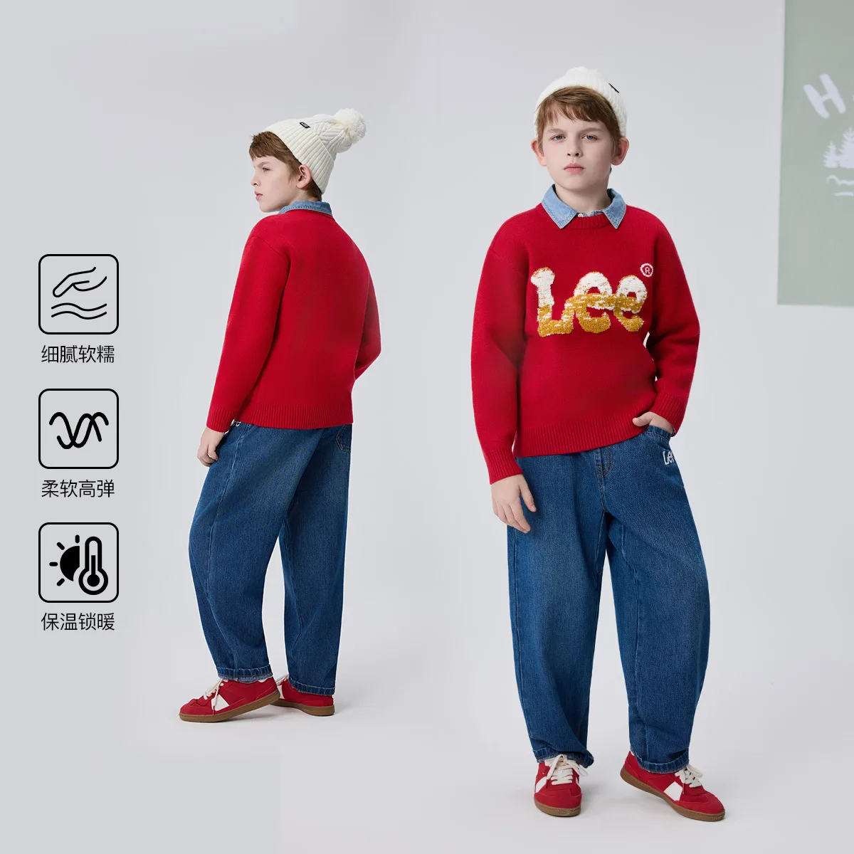 Детский свитер с круглым вырезом утолщенный Lee, Royal Blue — фото 4