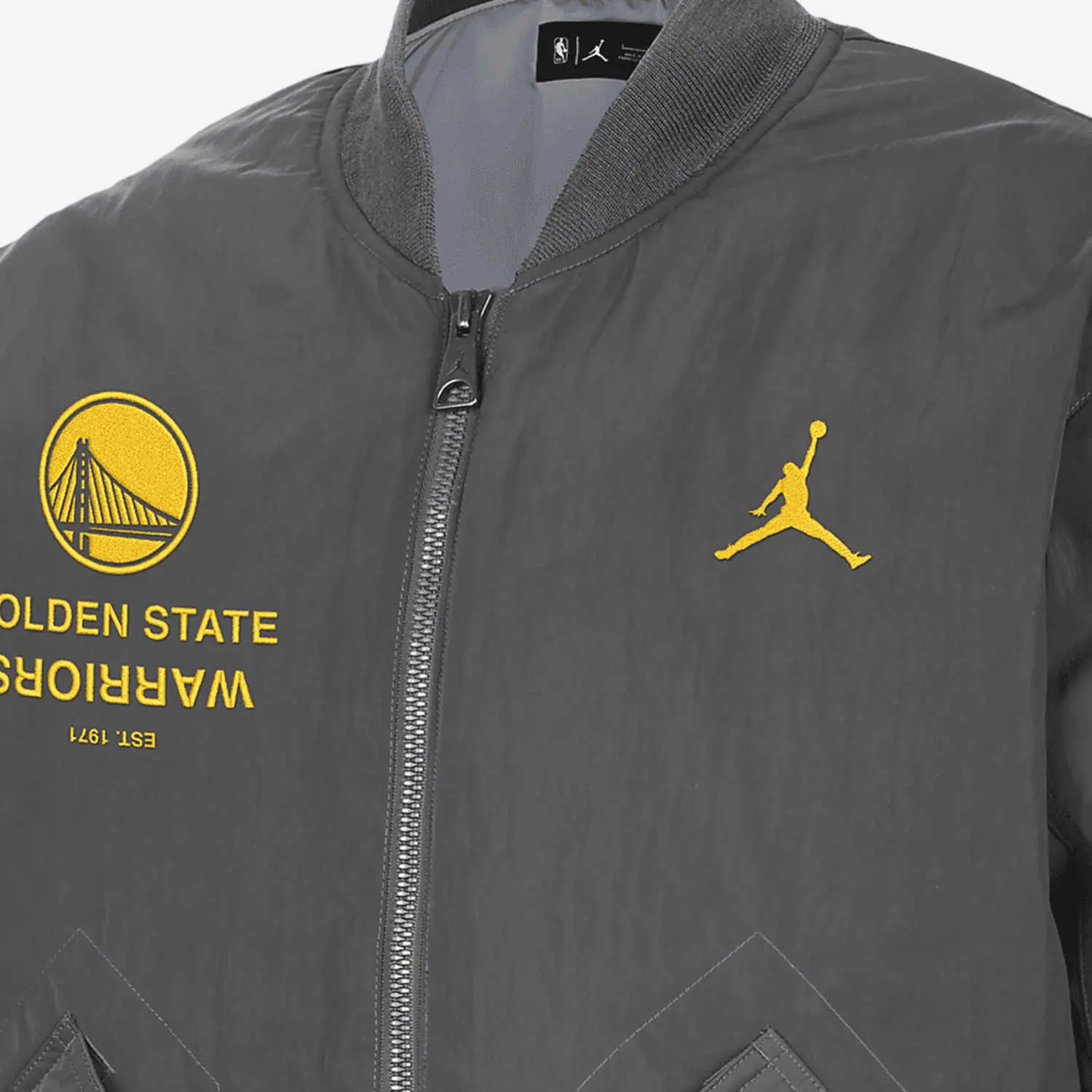 Футболка NBA Golden State Warriors Jordan куртки и пальто мужские средние серый/синий сланец/желтый амаро Nike — фото 4
