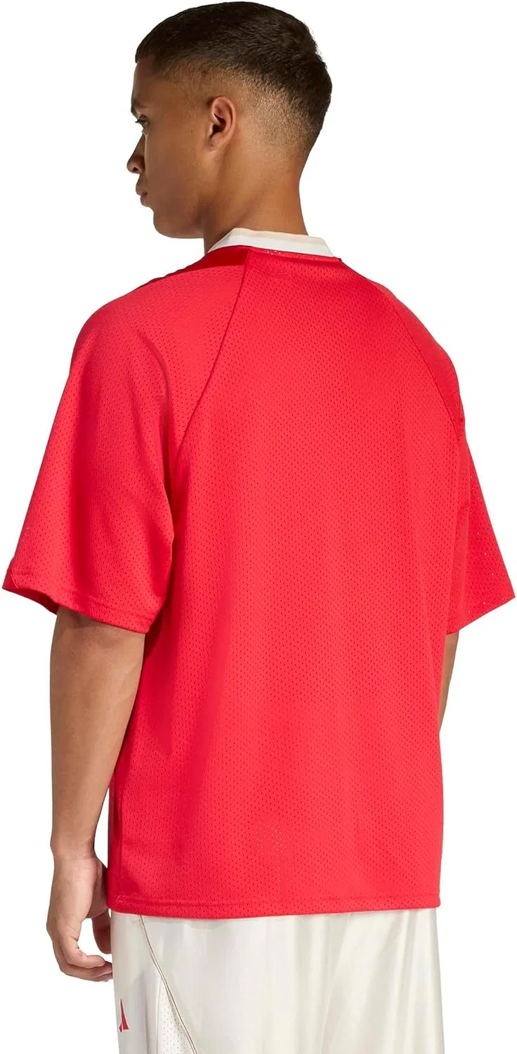 Футболка из сетки adidas, мужская, цвет Pure Ruby/Off White/Crystal Linen — фото 3
