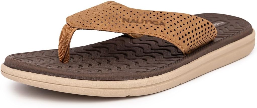 

Мужские шлепанцы Nautica, пляжные сандалии, босоножки для лодки, водные тапочки, Tan-overwash