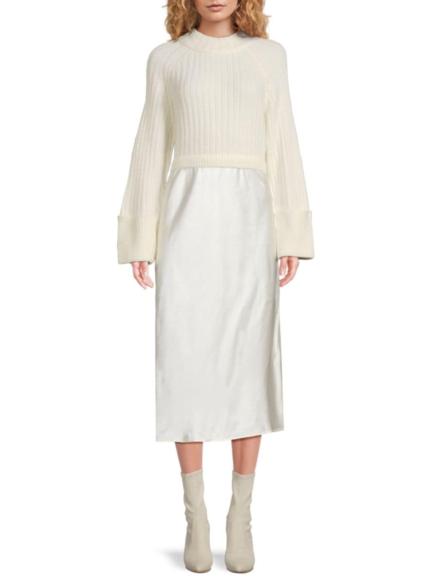 

Платье-свитер миди Bea 2-в-1 Design 365, слоновая кость