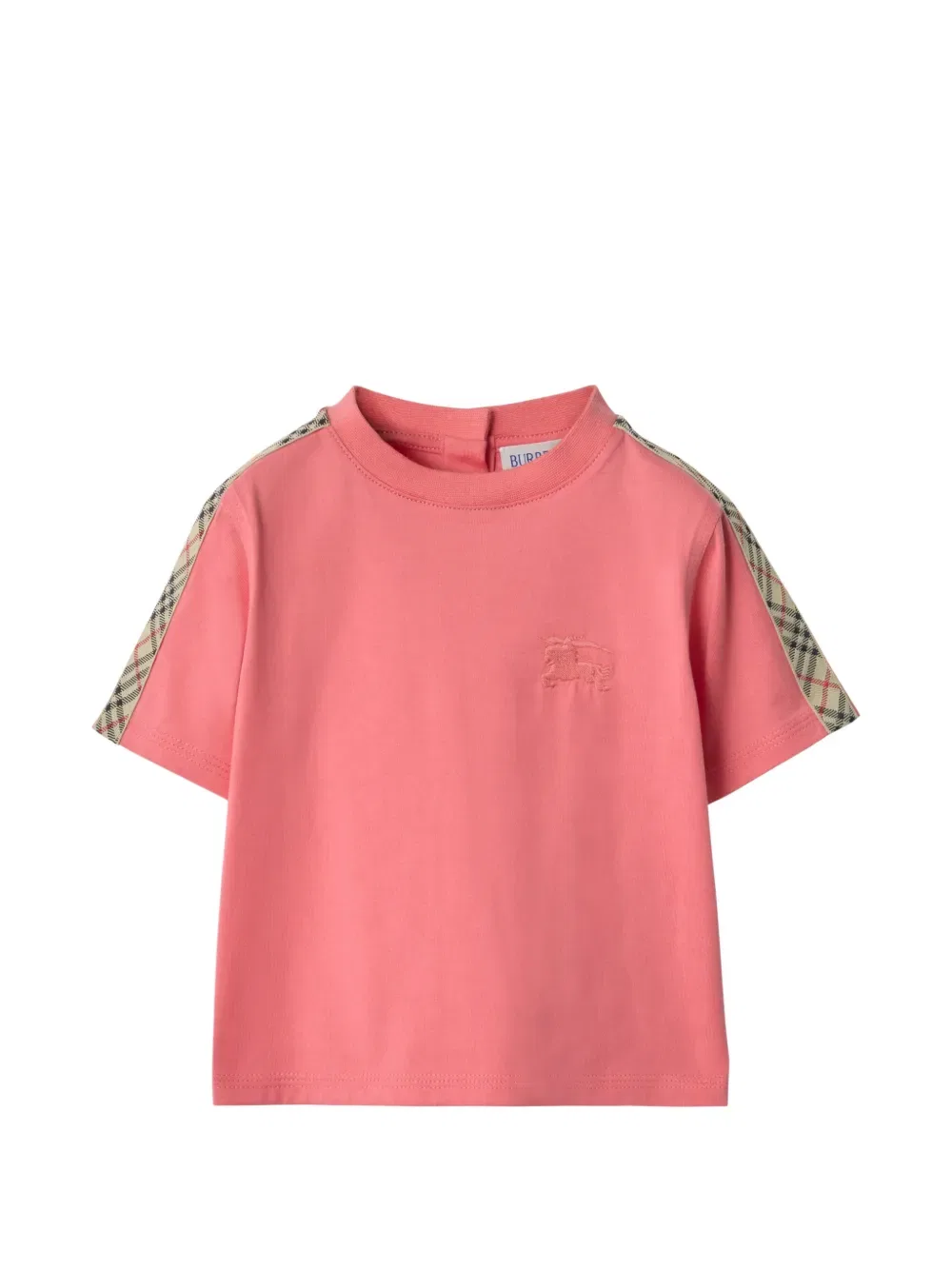 Хлопковая футболка с клетчатым узором Burberry Kids, розовый
