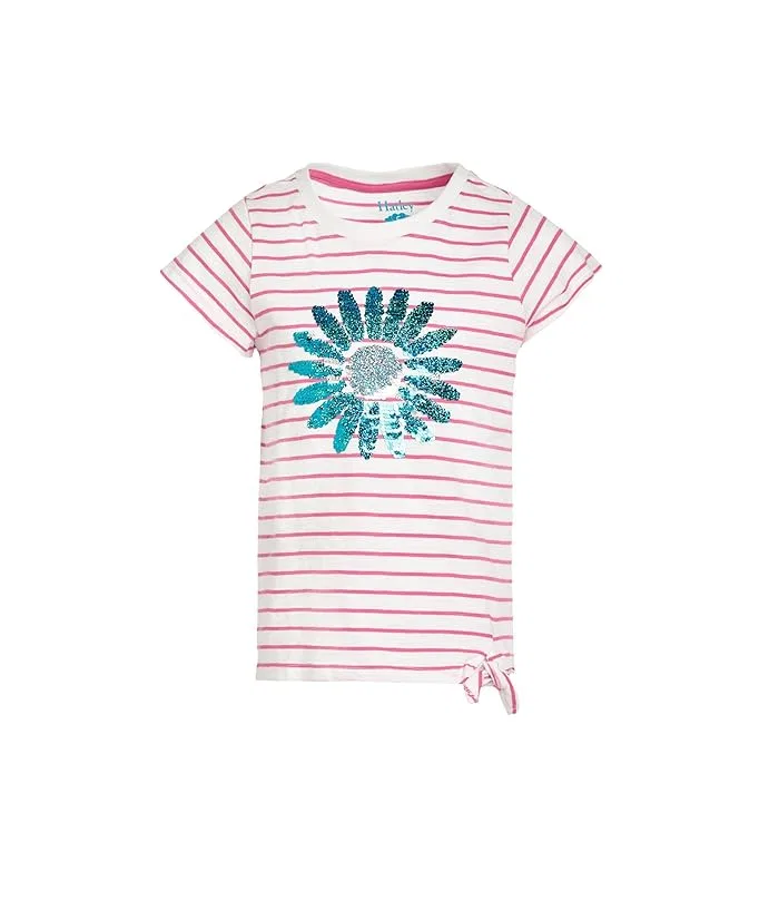 Футболка с цветочным принтом и завязками Radiant Flower Striped Tie Front Tee Hatley Kids, White