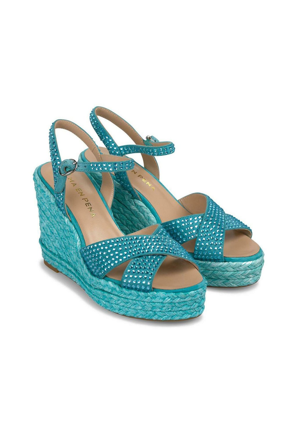 Босоножки на танкетке CON CIERRE HEBILLA - Platform sandals Alma en Pena, бирюзовый — фото 3