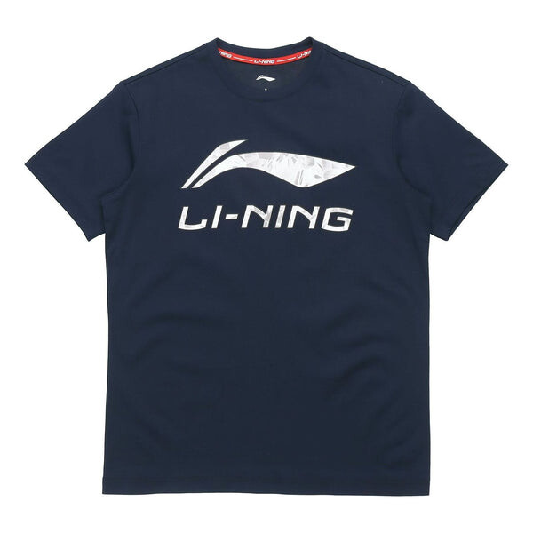 

Футболка серебряный логотип повседневные с коротким рукавом Li-Ning, синий