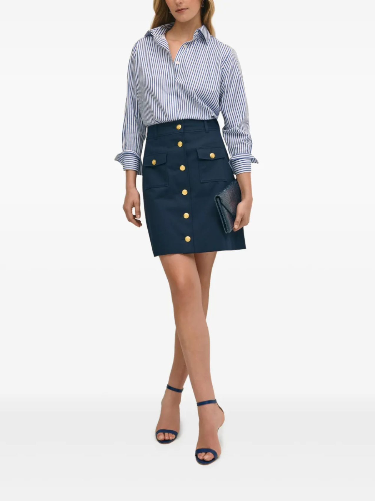 

Brooks Brothers мини-юбка с пуговицами, синий