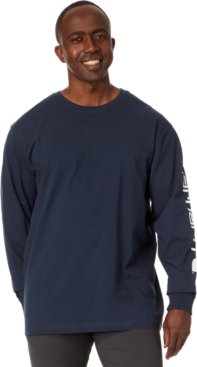 

Футболка L/S с фирменным логотипом на рукавах Carhartt, темно-синий