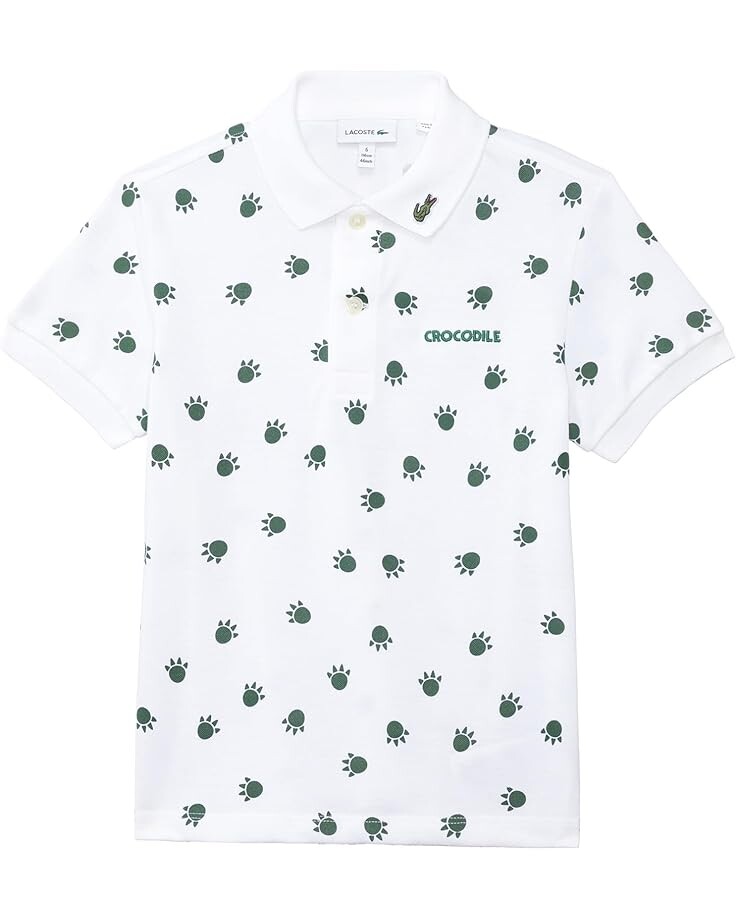 

Поло Lacoste Kids Aop "Do You Speak Lacoste" Polo Shirt, цвет White/Green