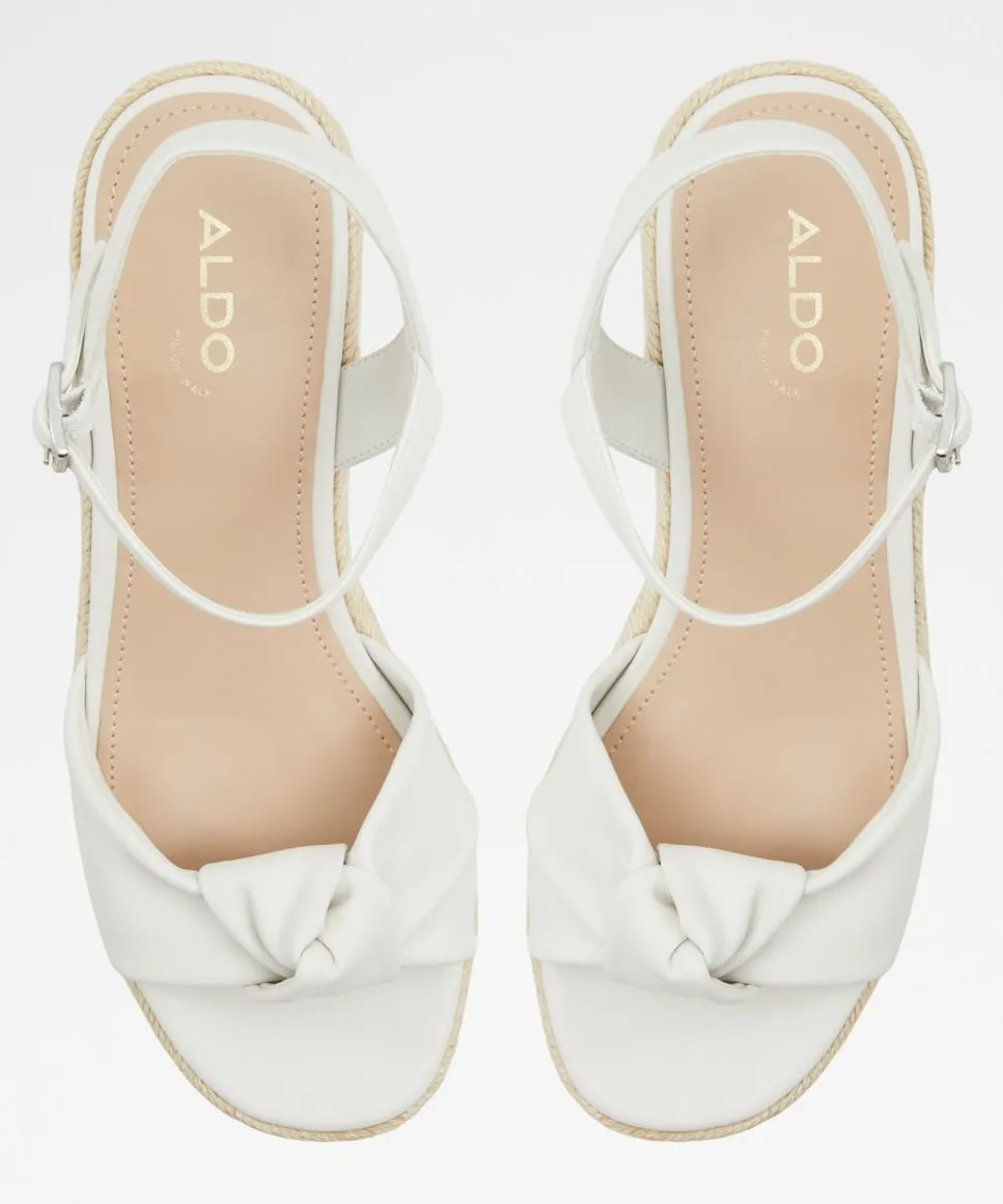 Женские босоножки на танкетке с круглым носком Aldo, белый — фото 4