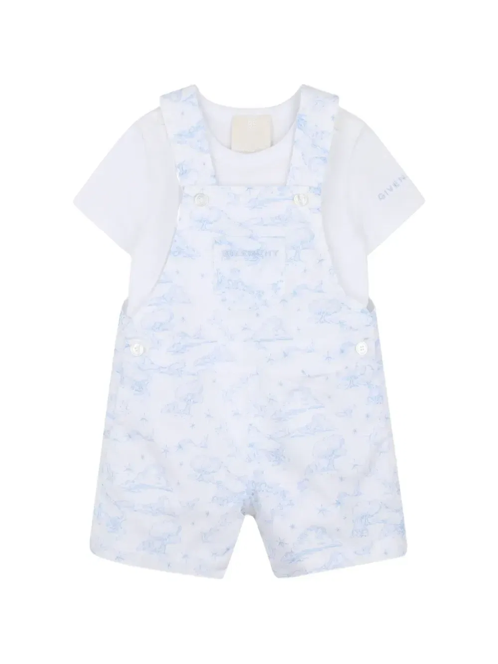 Комплект из футболки и комбинезона с принтом Givenchy Kids, белый
