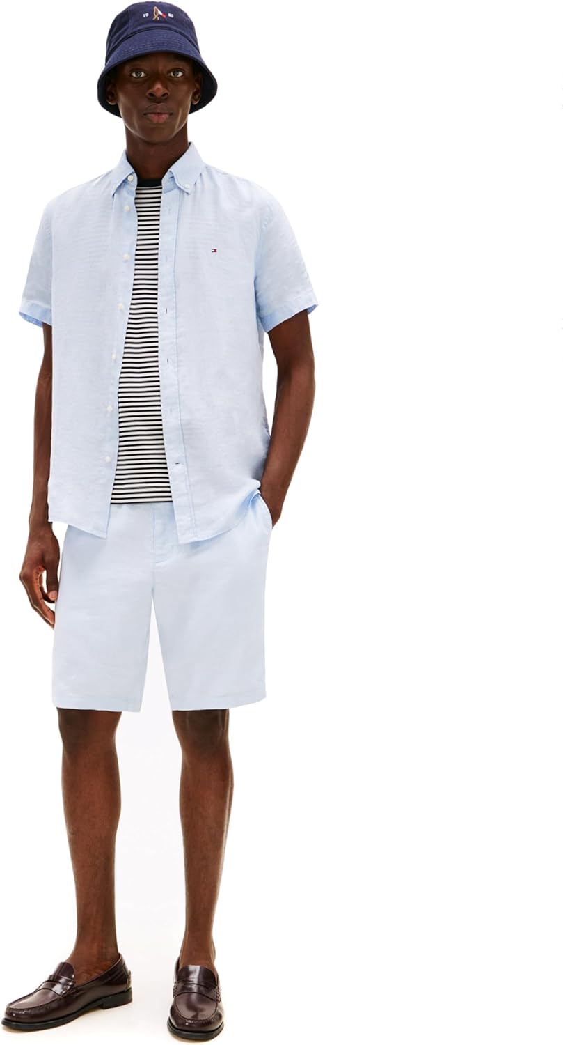 Мужские летние льняные шорты Tommy Hilfiger 10 дюймов свободного кроя, Breezy Blue — фото 3