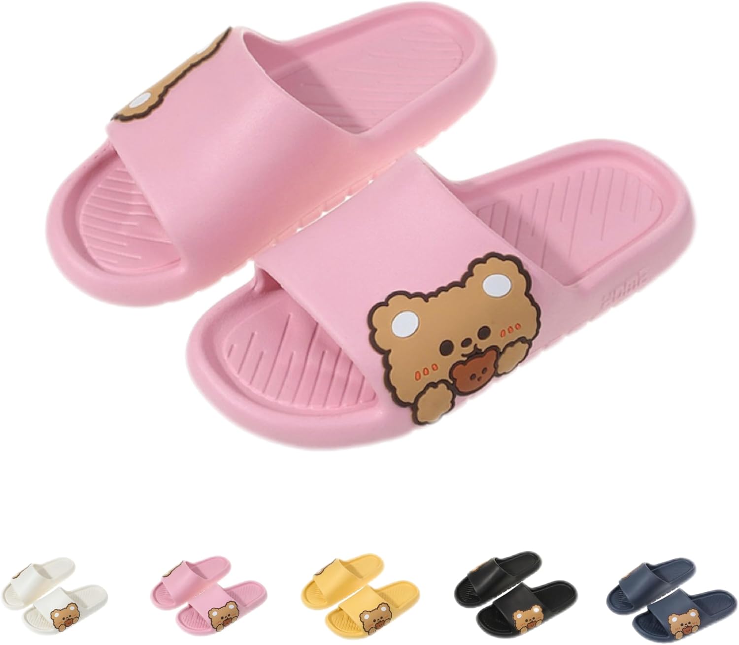 

Тапочки NTRUEML Bear для ванной, женские летние домашние тапочки с платформой, милый мультяшный дизайн, для пары, нескользящие, мужские летние тапочки, розовый