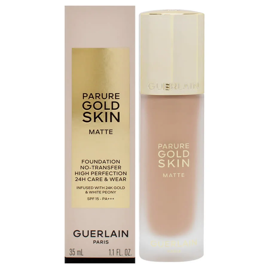 Женская стойкая тональная основа Guerlain Parure Gold Skin Matte 24 часа, не оставляет следов, SPF 15, 31 г, оттенок 3W Warm, макияж, 3346470436299