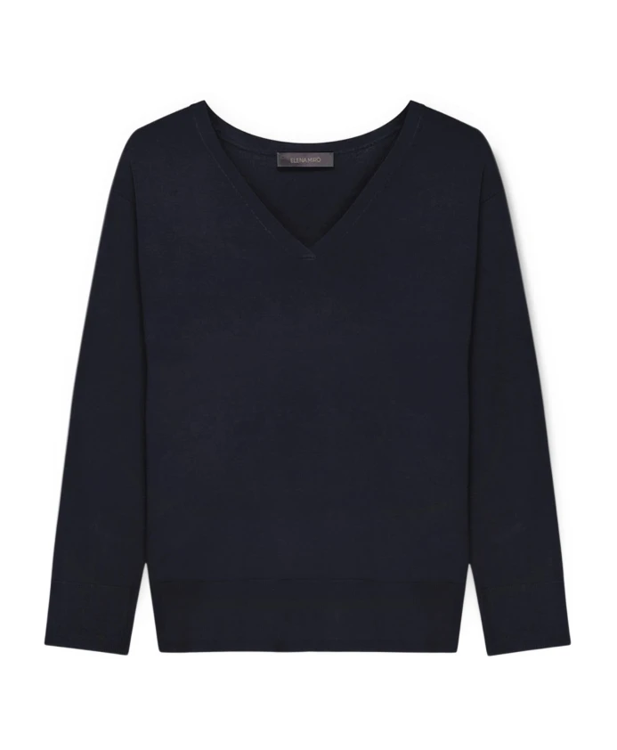 

Пуловер с V-образным вырезом из вискозы ecovero. Elena Mirã², синий