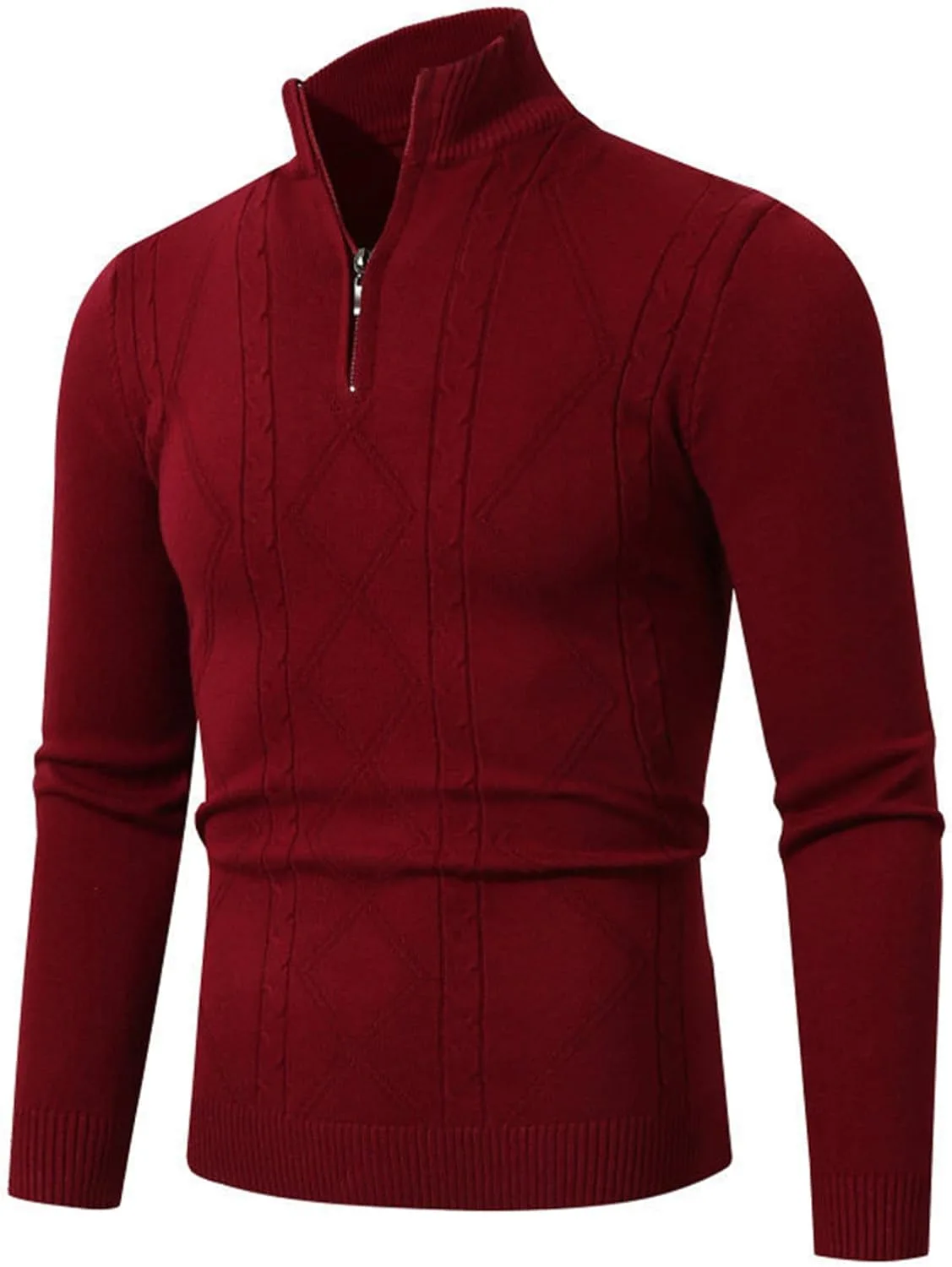 Мужской свитер с четвертью молнии French Pullover, легкий, кабельная вязка