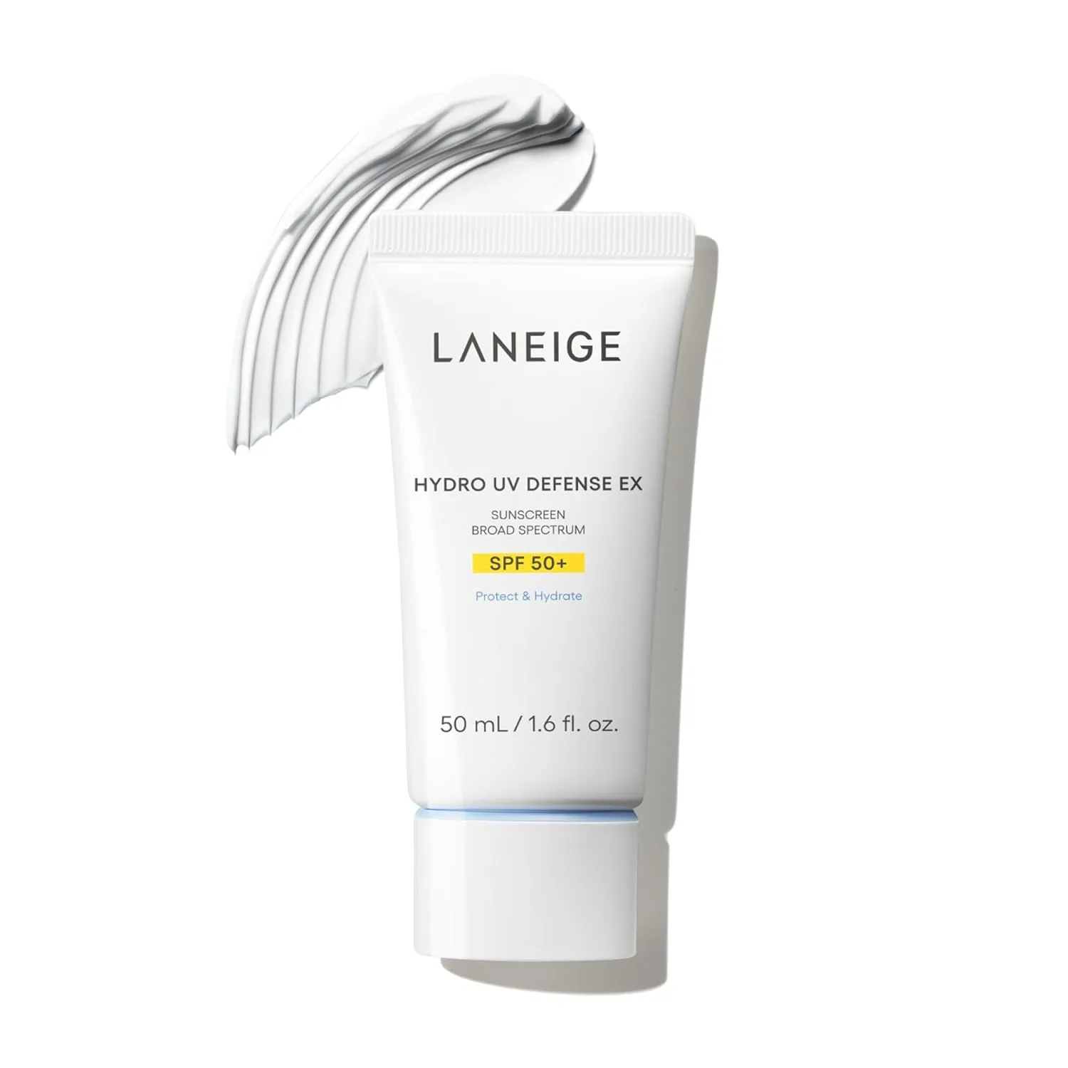 Солнцезащитный крем LANEIGE Hydro UV Defense SPF 50+. Гипоаллергенный, протестирован дерматологами. Корейский комплекс защиты от солнца широкого спектра действия, не оставляет белых следов., Clear