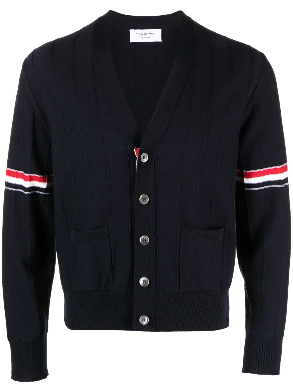 

Кардиган с V-образным вырезом и полосками RWB THOM BROWNE, синий