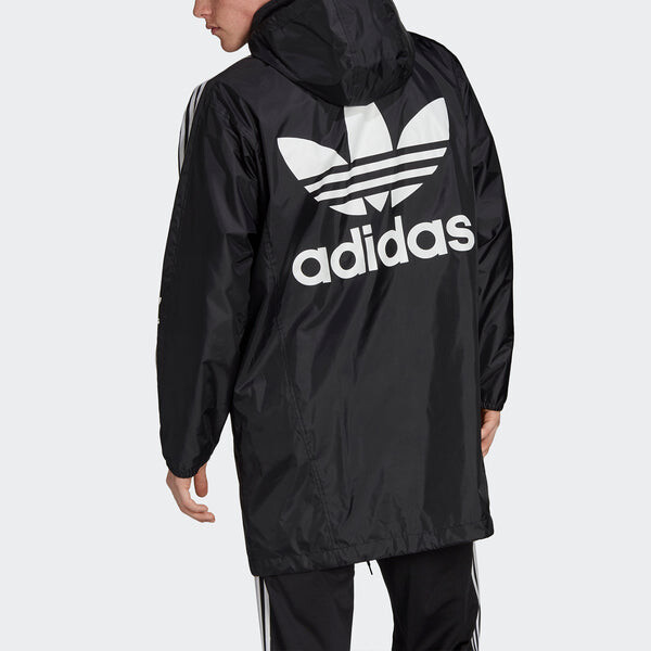 Куртка originals back logo printed hooded casual windbreaker men black Adidas, черный — фото 4