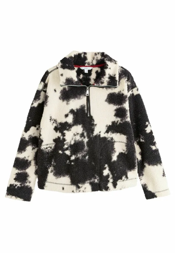 Уютный флисовый джемпер для невысоких девушек Next, Monochrome Black Ecru Cow Print
