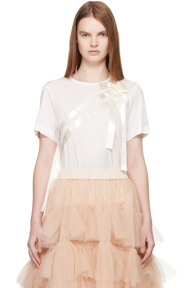 

Simone Rocha Белая лента с бантом, простая футболка