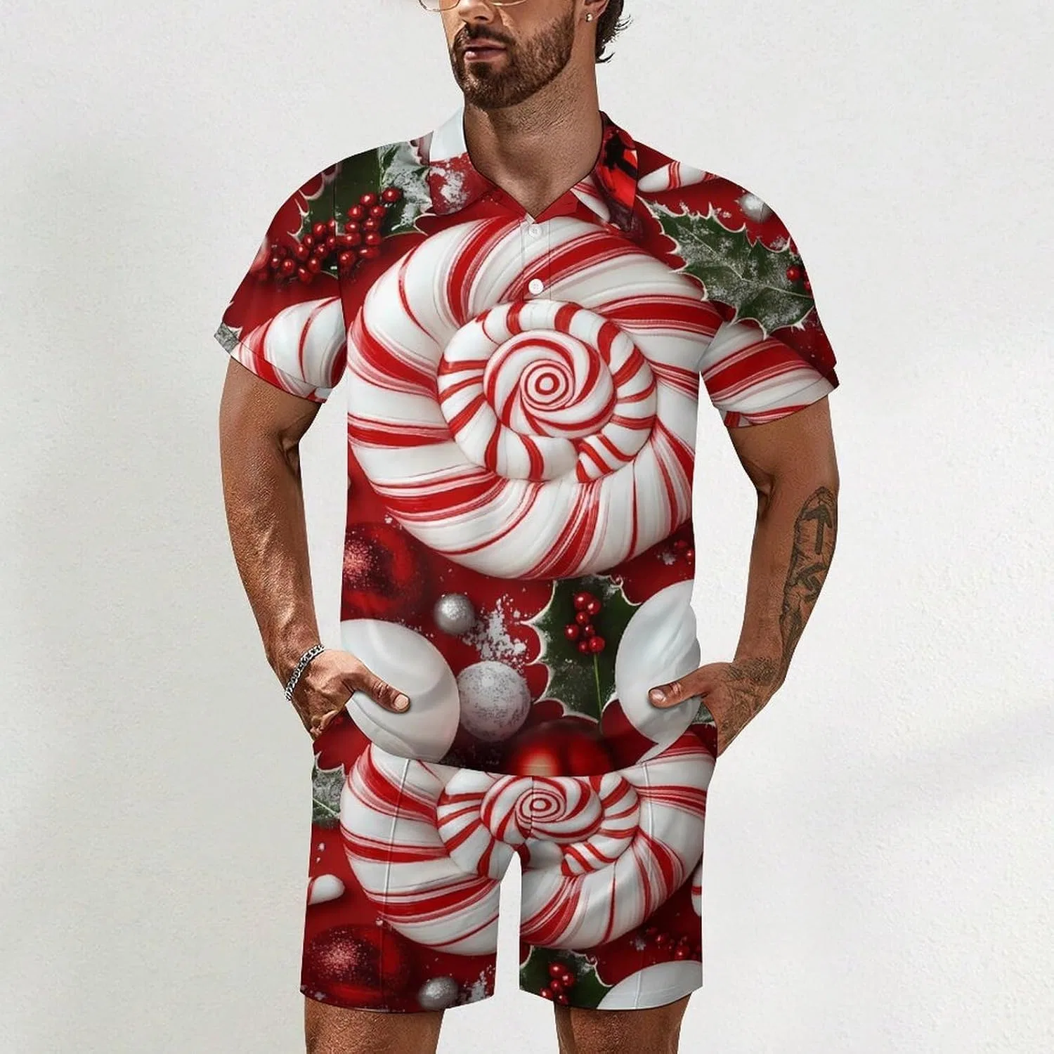 Мужской спортивный костюм с поло, футболка и шорты, Style — фото 2