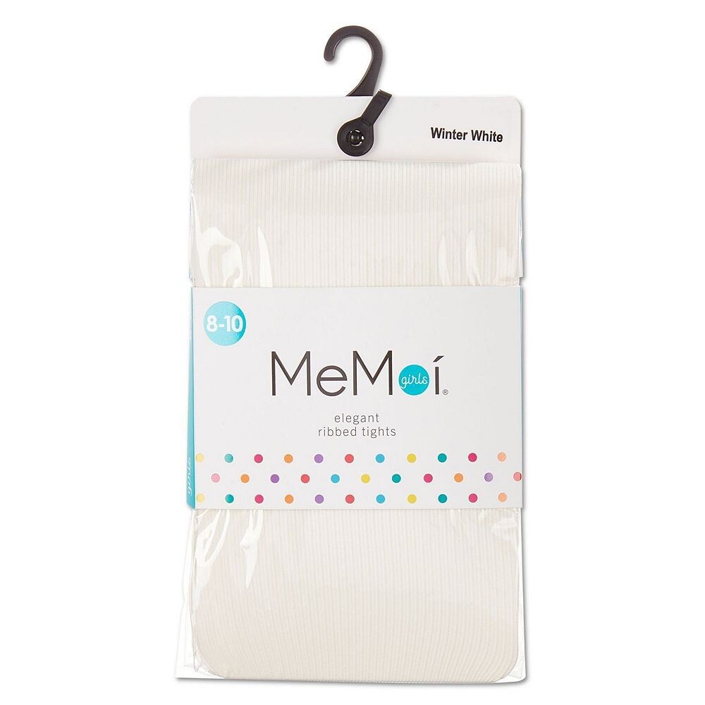 Элегантные нейлоновые колготки в рубчик для девочек MeMoi, цвет Winter White — фото 3