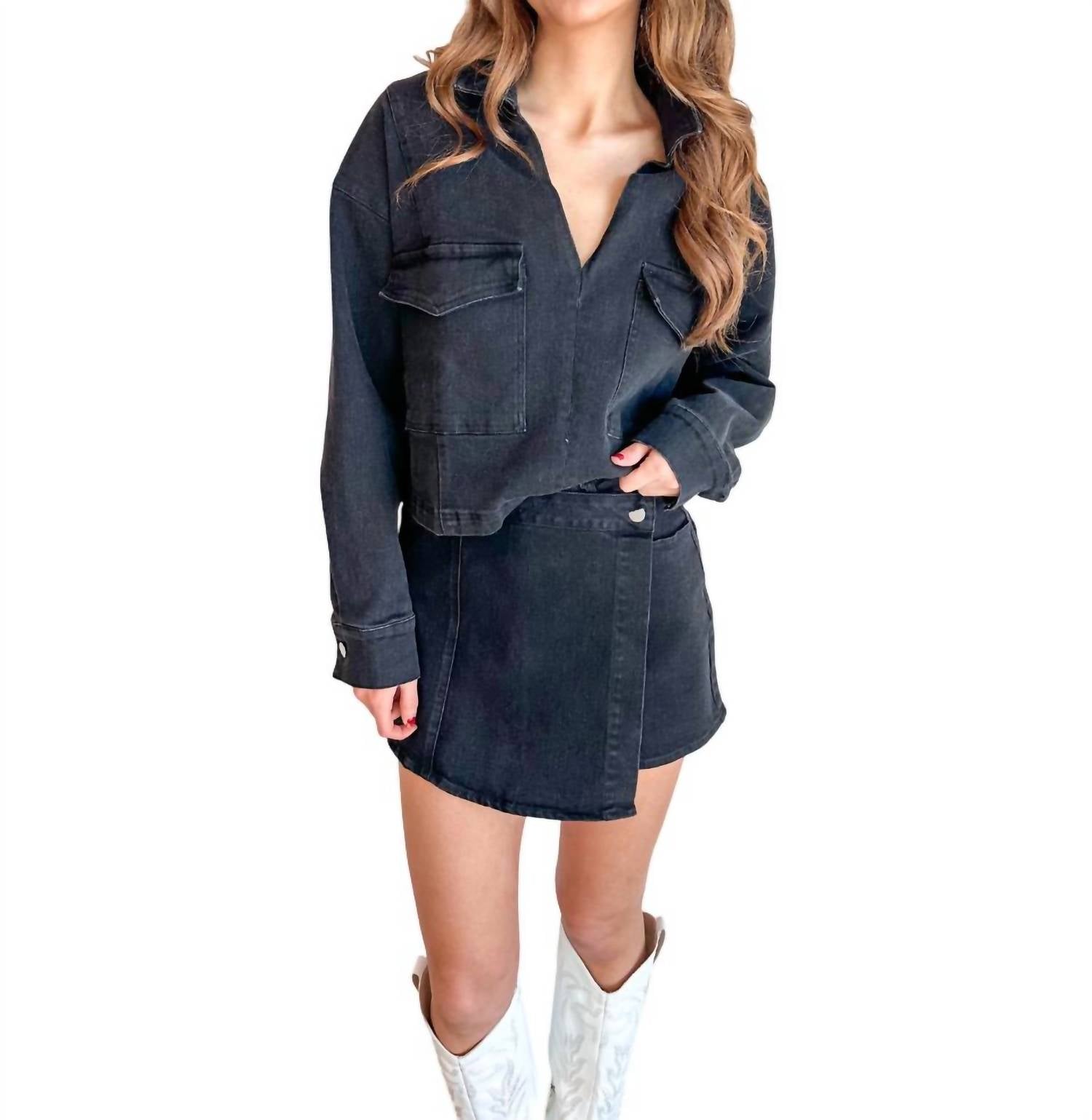 

Рубашка Maggie Denim черного цвета LE LIS